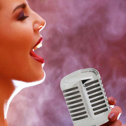 Retro Dynamic Vocal Microphone - High Clarity - Die-Cast Metal - Silver