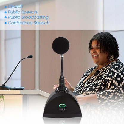 Desktop Gooseneck Mic System - Clear Voice, Pop Filter, Adjustable Position