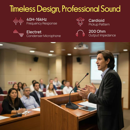 Desktop Gooseneck Mic System - Clear Voice, Pop Filter, Adjustable Position