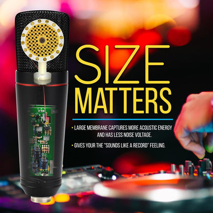 XLR Condenser Microphone Kit - Studio Quality, 34mm Capsule, Metal Alloy