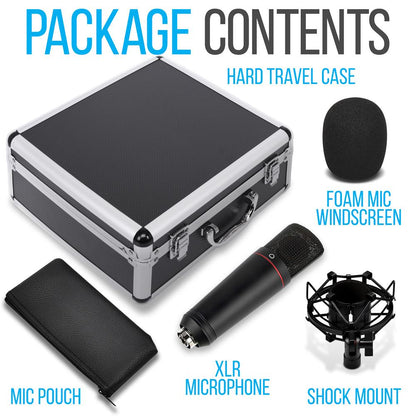 XLR Condenser Microphone Kit - Studio Quality, 34mm Capsule, Metal Alloy