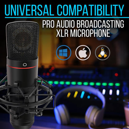 XLR Condenser Microphone Kit - Studio Quality, 34mm Capsule, Metal Alloy