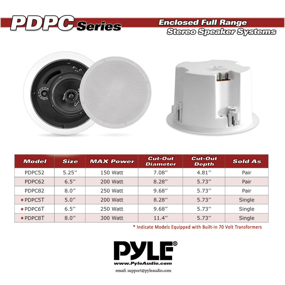 product image number 5 for Pyle 8.0'' In-Wall / Ceiling Speaker, 70V