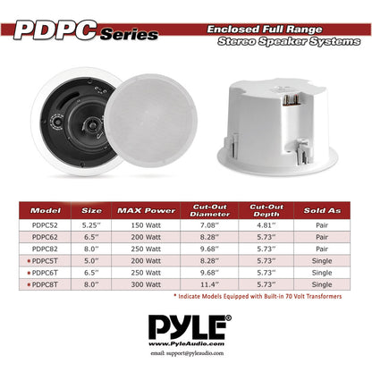 product image number 5 for Pyle 8.0'' In-Wall / Ceiling Speaker, 70V