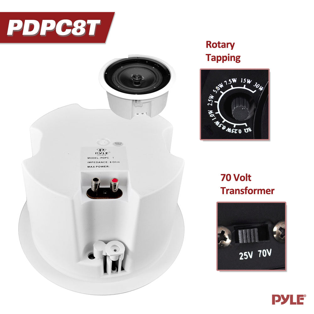 product image number 4 for Pyle 8.0'' In-Wall / Ceiling Speaker, 70V