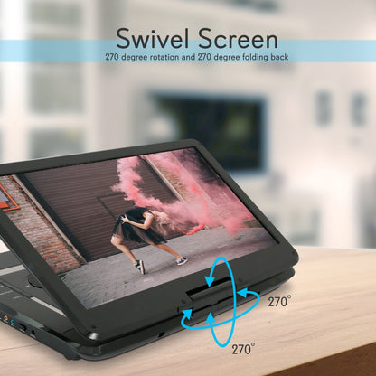 Portable DVD Player, Hi-Res Display, Swivel Screen, Rechargeable Battery
