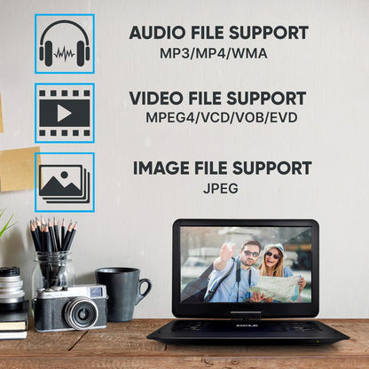17.9’’ Portable Cd/Dvd Player - Hi-Res Hd Widescreen Display With Dual Full Range Stereo Speakers