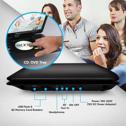 17.9’’ Portable Cd/Dvd Player - Hi-Res Hd Widescreen Display With Dual Full Range Stereo Speakers