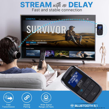 2-in-1 Bluetooth Audio Adapter - Low Latency, 5.1 Tech, Rechargeable Battery