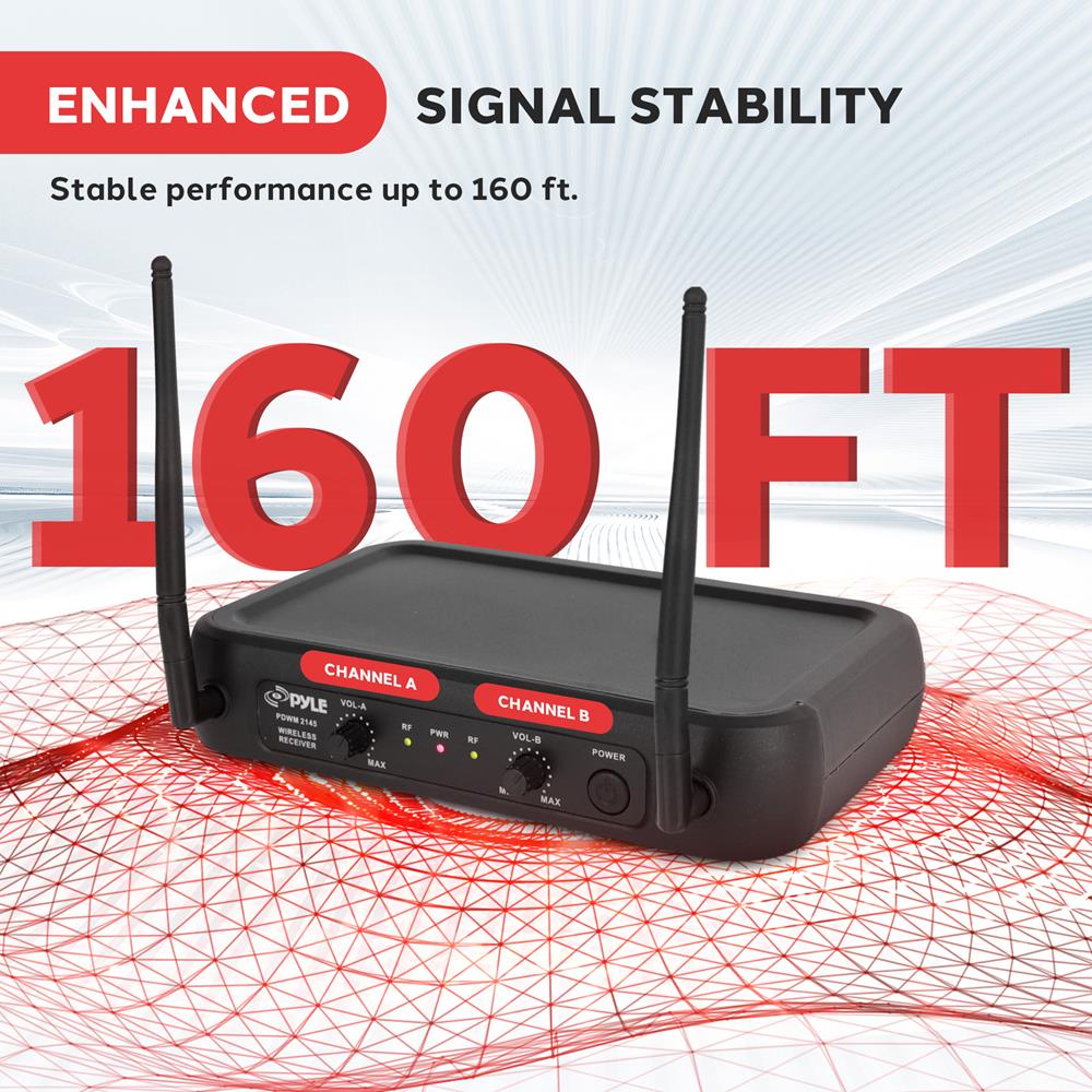 Dual Channel Wireless Mic System - Clear Sound, VHF, 2 Lavalier