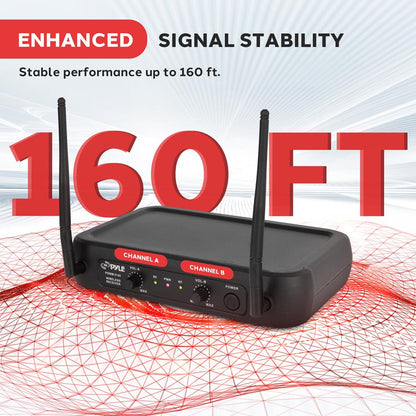 Dual Channel Wireless Mic System - Clear Sound, VHF, 2 Lavalier & Headset