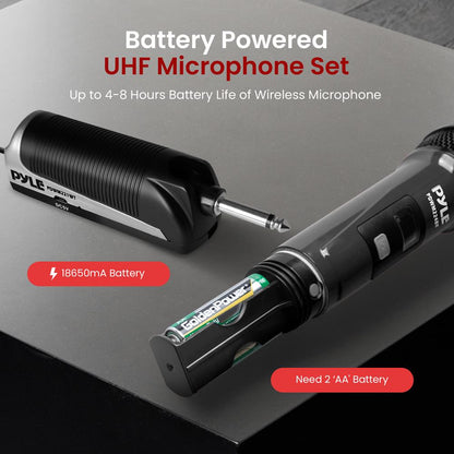 Portable Universal Wireless Microphone System, Includes (4) Handheld Microphones (Black)