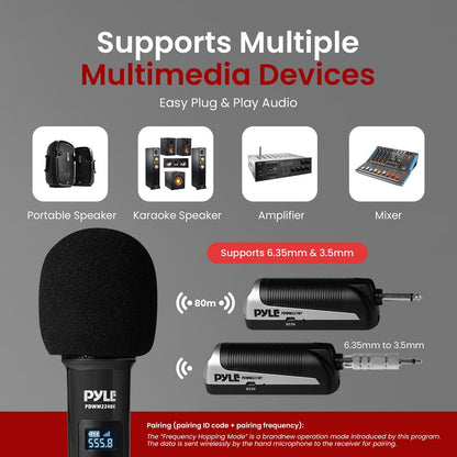 Portable Universal Wireless Microphone System, Includes (4) Handheld Microphones (Black)