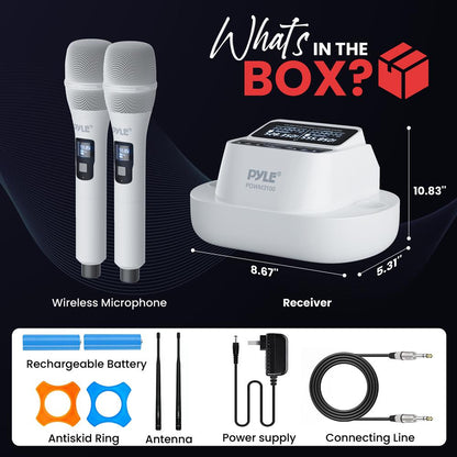 Wireless Mic System 160ft Range Rechargeable UHF Receiver 100 Channels