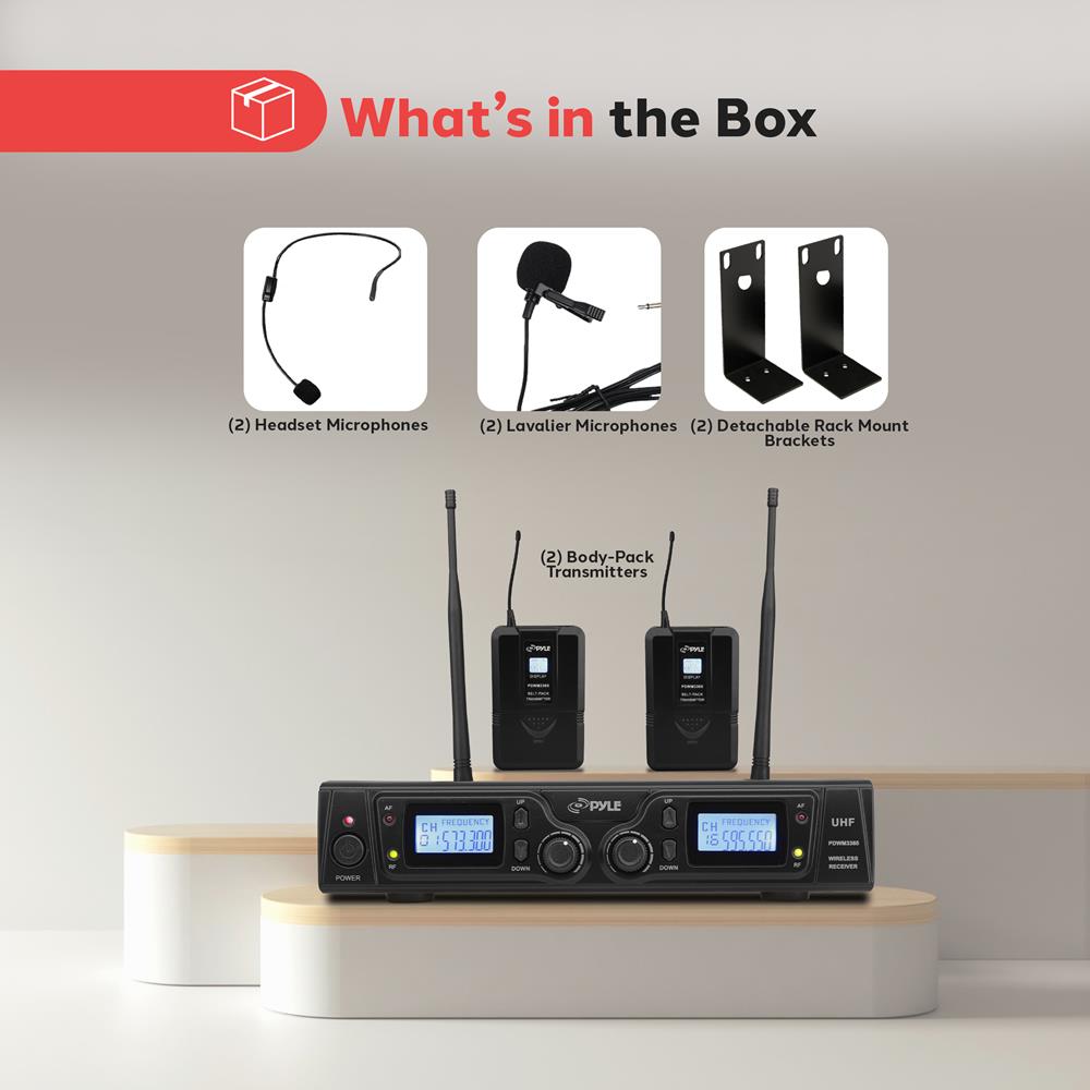 Wireless Mic System 16-Channel UHF LCD Display Rack Mountable