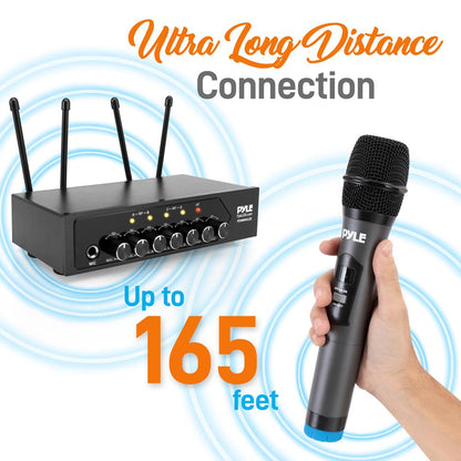 Wireless Microphone System, Crisp Audio, UHF Dual Mics, Rechargeable Receiver