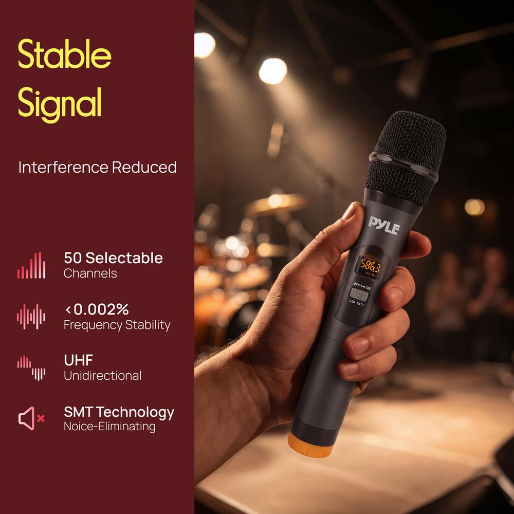 Wireless Microphone System, Crisp Audio, UHF Dual Mics