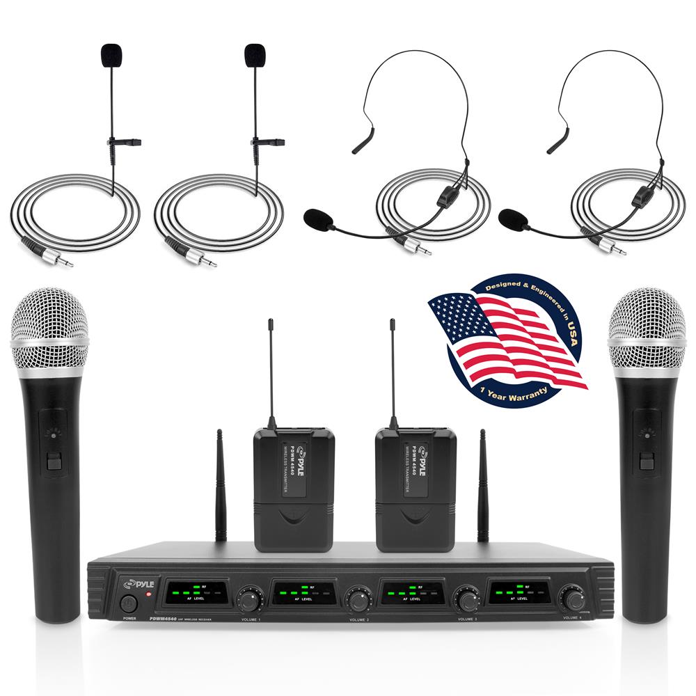 product image number 1 for Pyle 4-Ch. Uhf Wireless Microphone System Kit