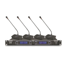 Wireless Conference Mic System, 4-Ch UHF, LCD Display, Rack Mountable
