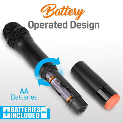 Dual UHF Wireless Microphone System 200' Range LCD Display Rack Mountable