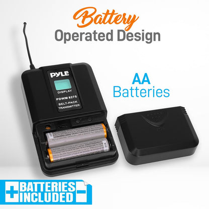 8-Channel UHF Wireless Mic System, 164 ft Range, LCD Display, Rack Mountable