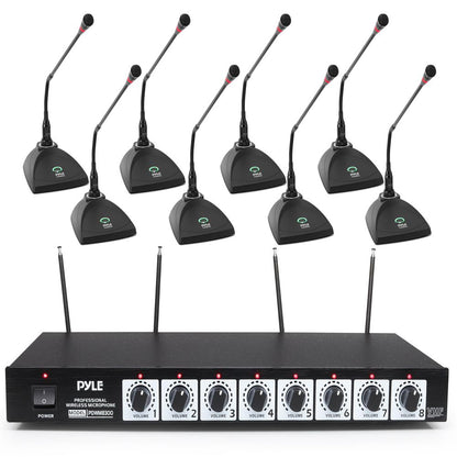 8-Channel Wireless Mic System - Extended Range, Condenser Mics, Rack Mount