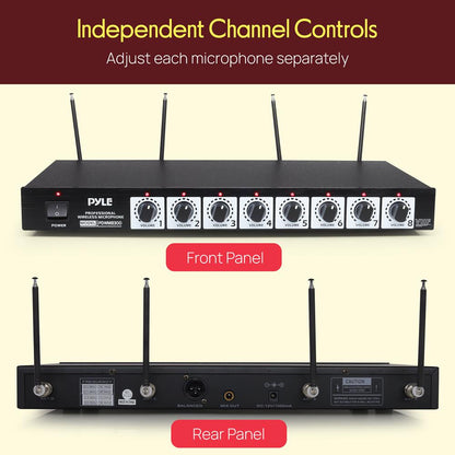 8-Channel Wireless Mic System - Extended Range, Condenser Mics, Rack Mount
