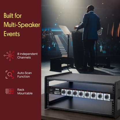 8-Channel Wireless Mic System - Extended Range, Condenser Mics, Rack Mount