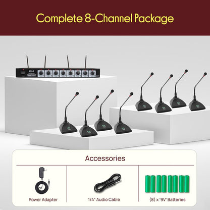 8-Channel Wireless Mic System - Extended Range, Condenser Mics, Rack Mount