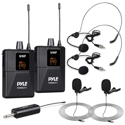 Dual UHF Wireless Microphone System - 160ft Range, LED Display, 8 Channels