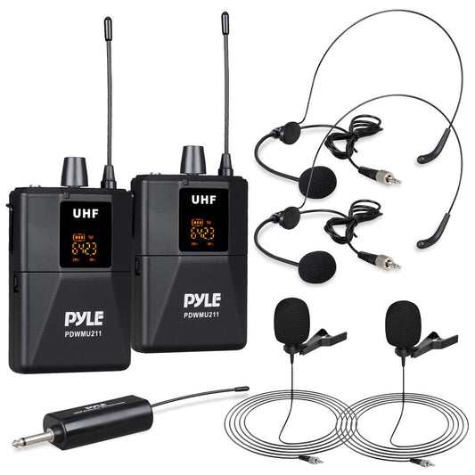 Dual UHF Wireless Microphone System - 160ft Range, LED Display, 8 Channels