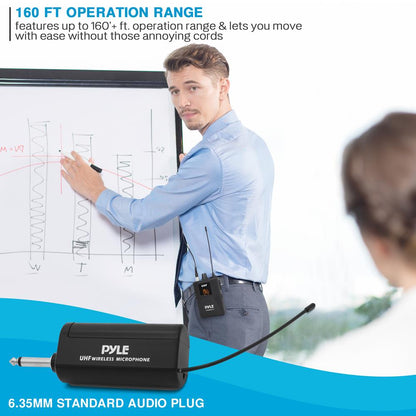 Dual UHF Wireless Microphone System - 160ft Range, LED Display, 8 Channels