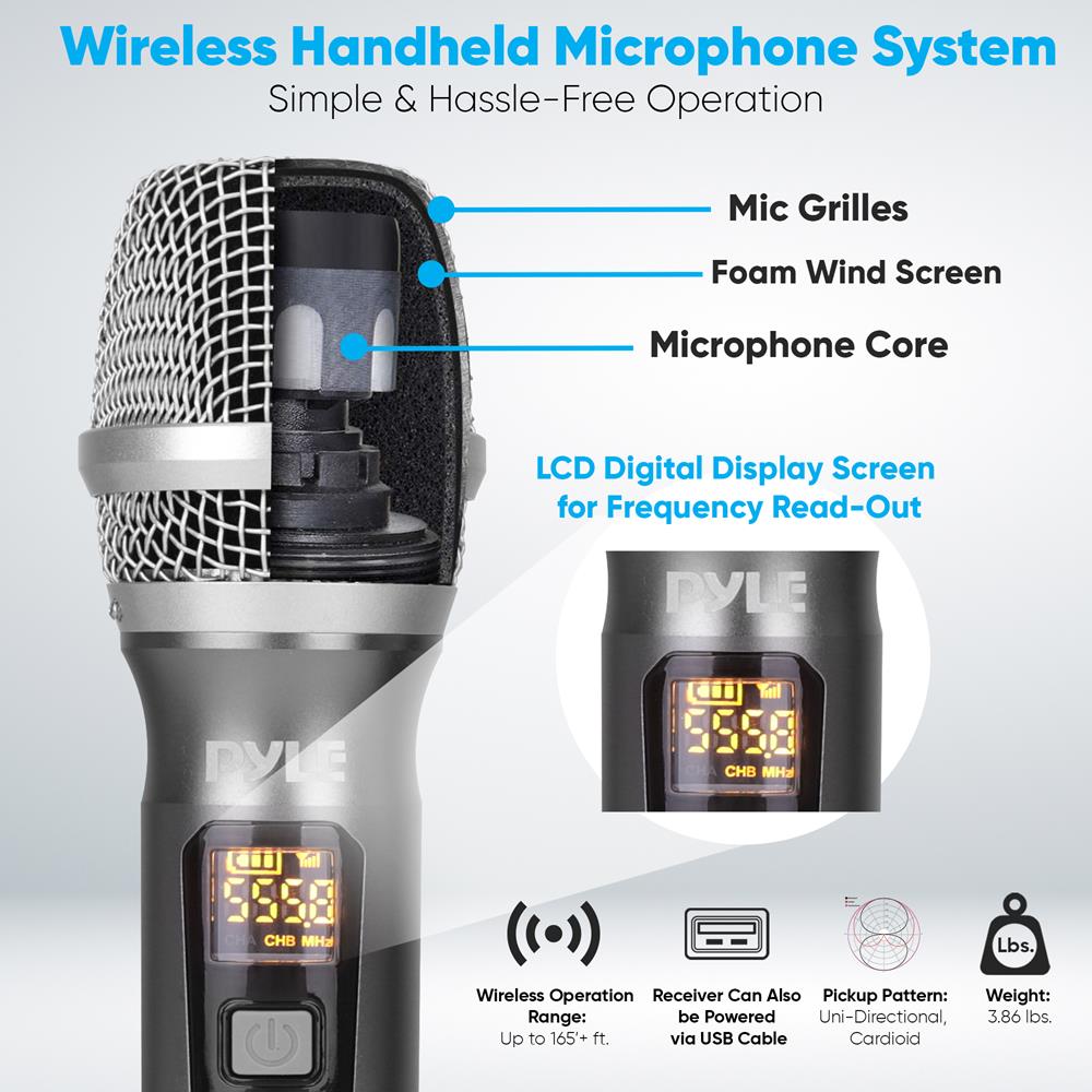 Wireless Microphone System - Reliable UHF Design, Battery Operated - Thumbnail 2