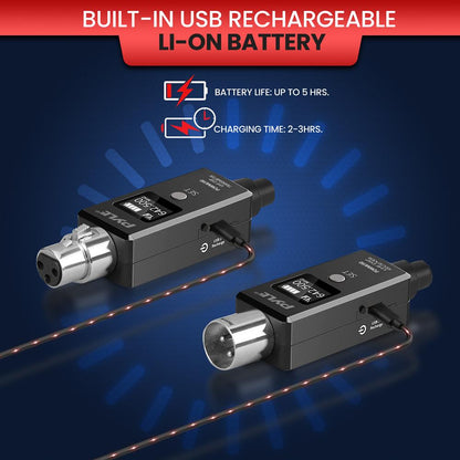 Wireless XLR Adapter System 90ft Range 48k UHF Digital Dark Gray