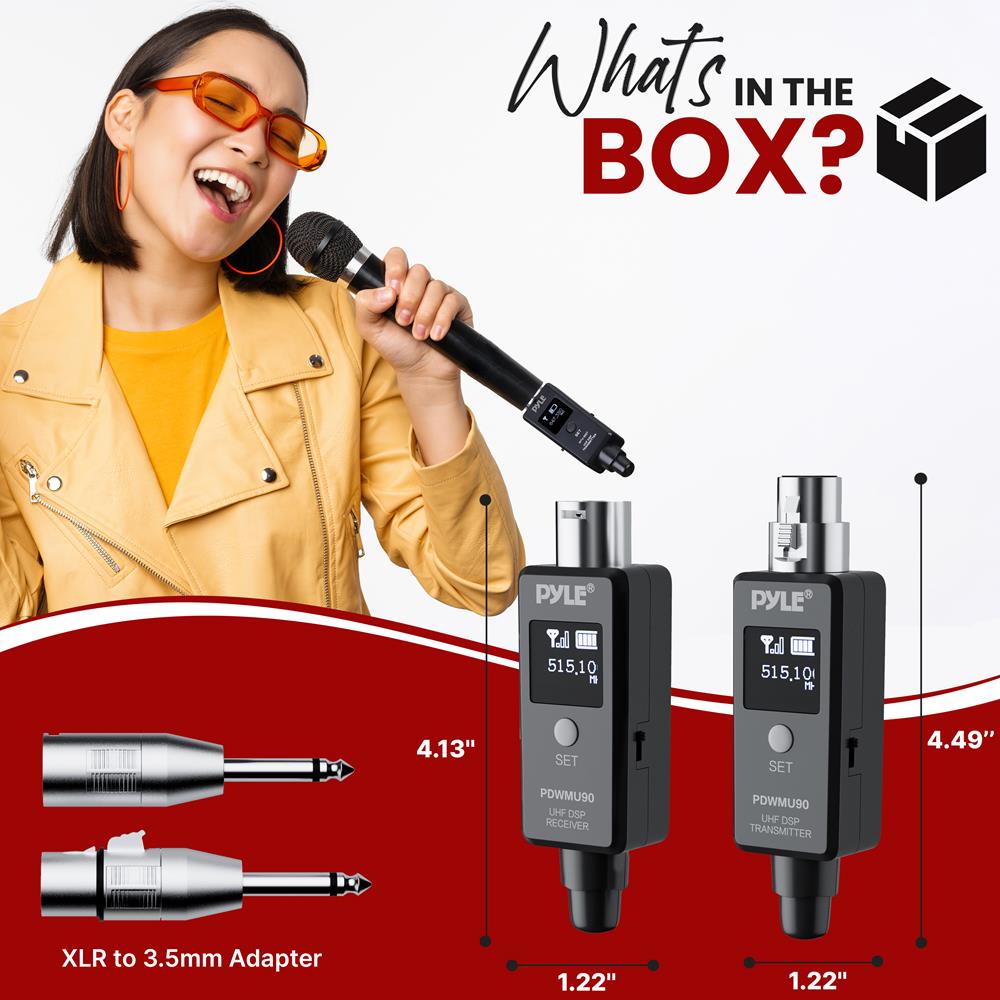 Wireless XLR Adapter System 90ft Range 48k UHF Digital Dark Gray