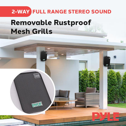 Waterproof Outdoor Speaker System, 5.25" Woofer, Heavy Duty, Black