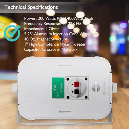 Indoor/Outdoor Waterproof Speakers 200W Aluminum Woofer White