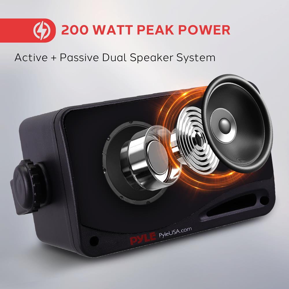 Outdoor Waterproof Bluetooth Speakers - 200W 3-Way System, Weatherproof - Thumbnail 2