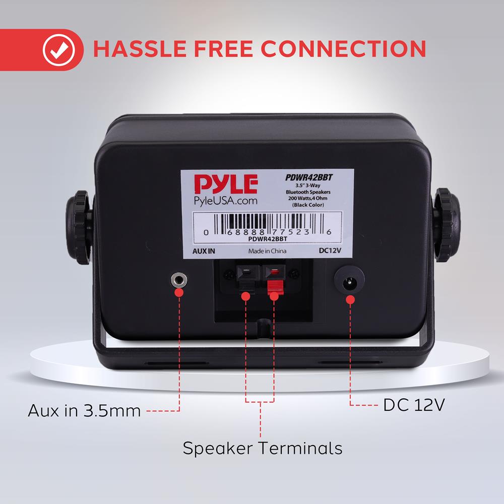 Outdoor Waterproof Bluetooth Speakers - 200W 3-Way System, Weatherproof - Thumbnail 4