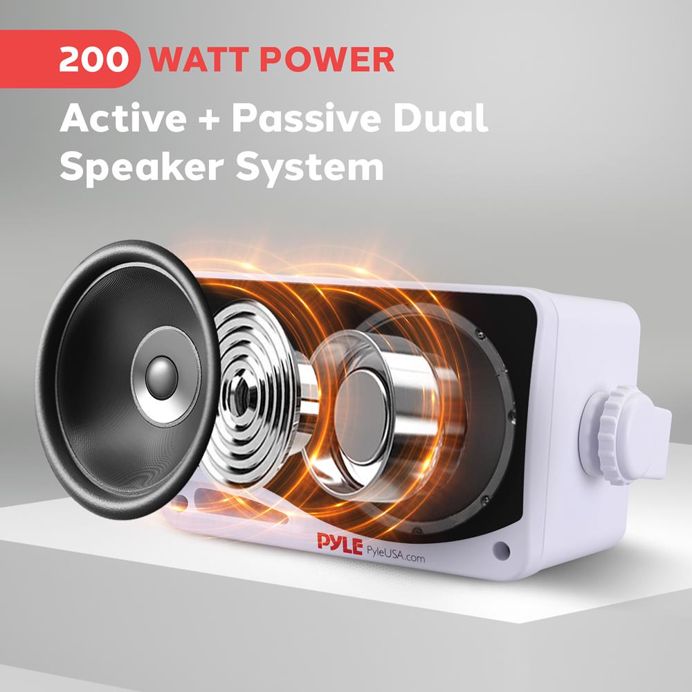 Outdoor Waterproof Bluetooth Speakers, 200W, 3-Way, White - Thumbnail 2