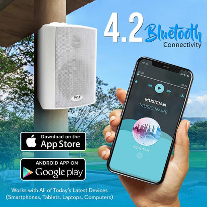 Wall Mount Speaker System - Wireless Bluetooth, 300W, White