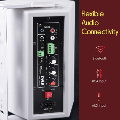 Wall Mount Speaker System - Wireless Bluetooth, 300W, White