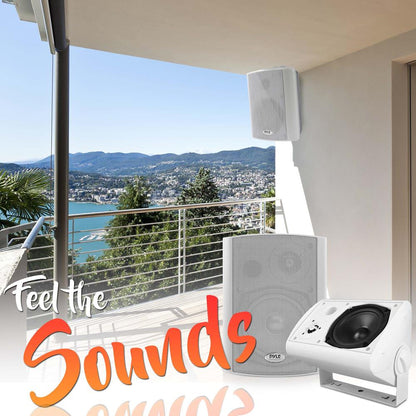 Wall Mount Speaker System - Wireless Bluetooth, 300W, White