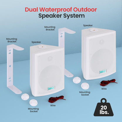 Waterproof Outdoor Speakers 6.5" Woofer 350W White