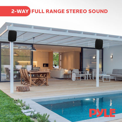 Outdoor Waterproof Bluetooth Speakers - Deep Bass, 6.5" Pair, Weatherproof