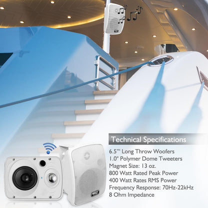 Outdoor Bluetooth Speaker System, 800W, Waterproof, White