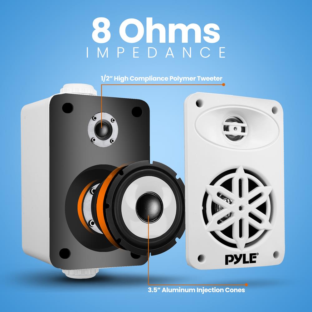 Bluetooth Waterproof Speakers 200W 3.5" 2-Way Polymer Tweeter White - Thumbnail 3