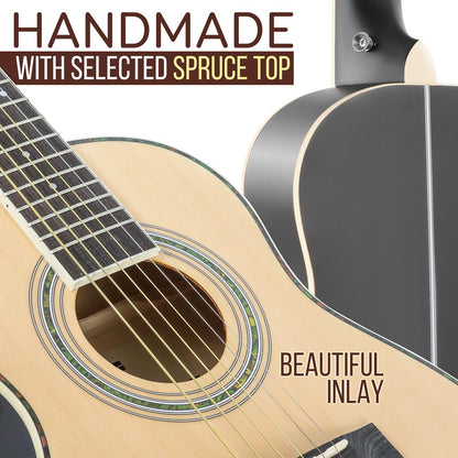 34" Electric Acoustic Guitar, Enhanced Sound, Spruce Plywood, Natural Finish