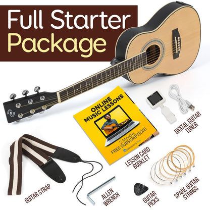 34" Electric Acoustic Guitar, Enhanced Sound, Spruce Plywood, Natural Finish