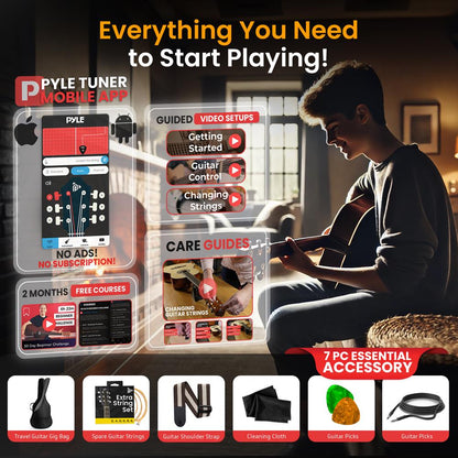 Acoustic Electric Guitar Kit, Full Size, Spruce Wood, 10W Amp, Natural